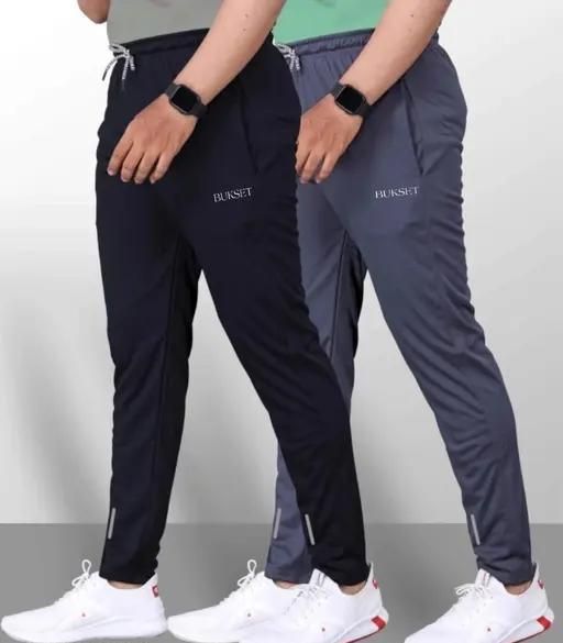 Men's Regular Fit Trackpants Pack Of 2 (Black & Grey)