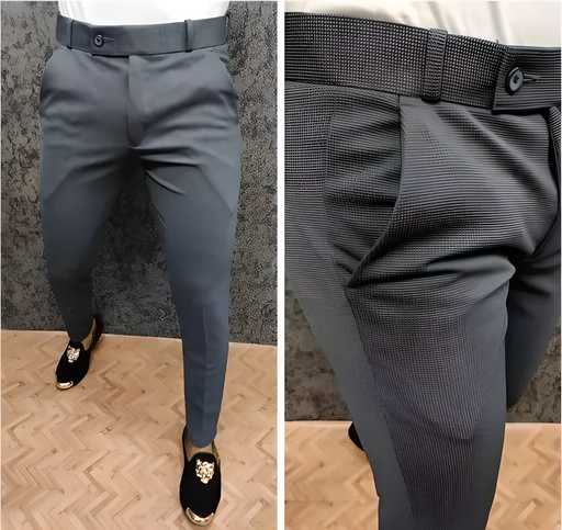 Popcorn Fabric Ankle Length Trouser For Men's